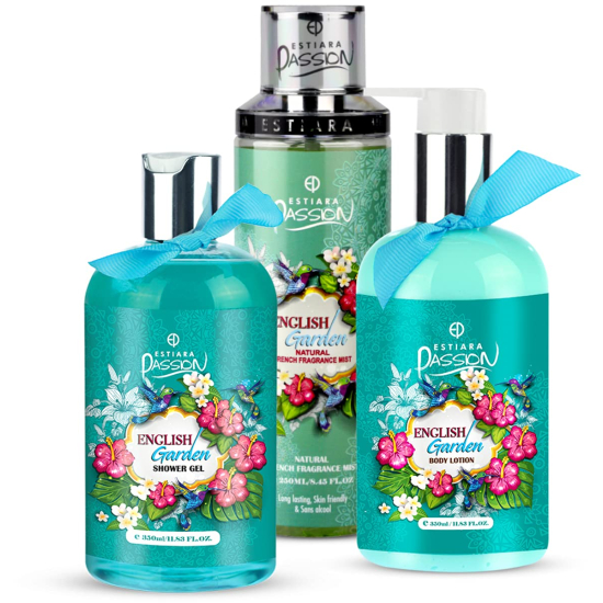 Estiara Passion English Garden Bath - Body 3 Piece Gift Set for Unisex