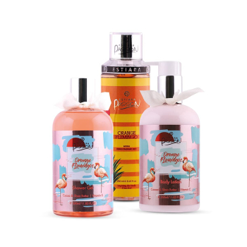 Estiara Passion Orange Flamingo Bath - Body  Gift Set for Unisex