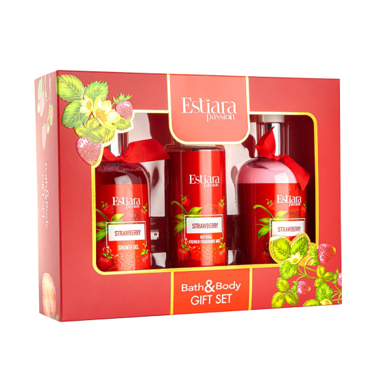 Estiara Passion Strawberry Bath - Body Beauty Red Gift Set