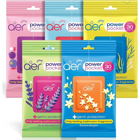 Godrej Aer Power Pocket Air Freshener Bathroom And Toilet Pack of 5