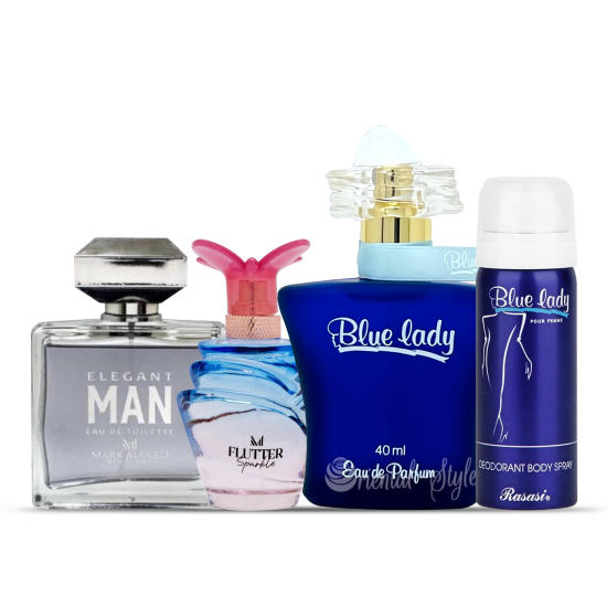 Mark Alfred Elegant Man + Mark Alfred Flutter Sparkle+ Rasasi Blue Lady + Deo