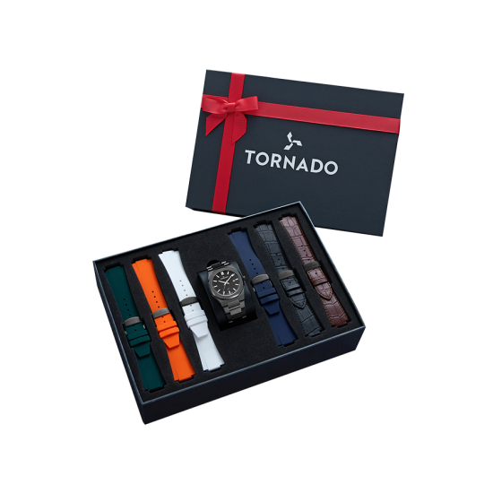 TORNADO- SPECTRA LIMITED EDITION - GIFT COLLECTION FOR MEN, Silicone & Leather Straps Set - T23006C-XBXB-S